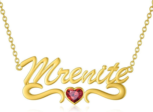 MRENITE 10k 14k 18k Solid Yellow Gold Personalized Name Necklace – Dainty Nameplate Jewelry - Custom Any Name Gift for Her Women Daughter Wife
