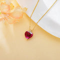 14k Gold Love Heart Gemstone Birthstone Necklaces for Women 3 Carat Heart-cut Created Birthstone Anniversary Birthday Mother's Day Pendant for Her 16+1+1 inch1