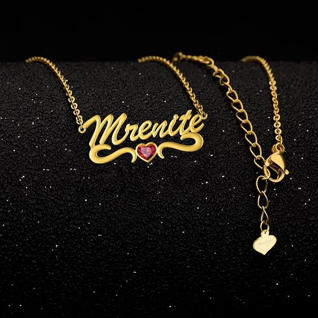 MRENITE 10k 14k 18k Solid Yellow Gold Personalized Name Necklace – Dainty Nameplate Jewelry - Custom Any Name Gift for Her Women Daughter Wife