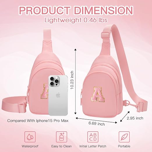 Viverte Small Initial Sling Bag for Girls & Women - Cute Crossbody Fanny Pack Gift